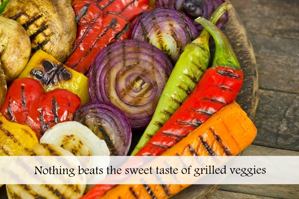 grilled veggies with text - nothing beats the sweet taste